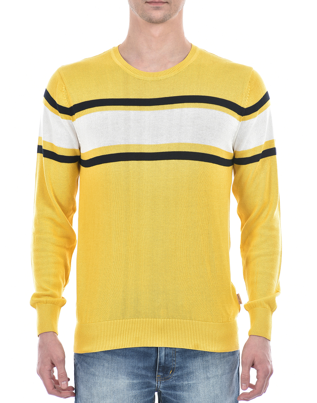 Numero Uno Men Striped Yellow Sweater